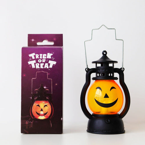 Halloween Vintage Hanging Oil Lamp Electronic Candle Pumpkin Light 4