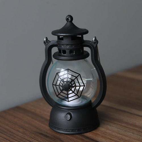 Halloween Vintage Hanging Oil Lamp Electronic Candle Pumpkin Light 4