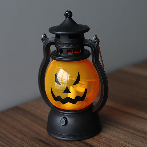 Halloween Vintage Hanging Oil Lamp Electronic Candle Pumpkin Light 4