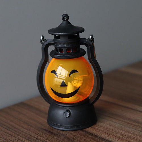 Halloween Vintage Hanging Oil Lamp Electronic Candle Pumpkin Light 4